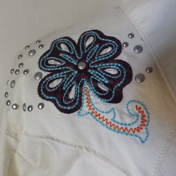 TWENTY X Western Shirt/ Fitted/Embroidery/ Metal Studs/ Wrangler/ LARGE - Picture 10 of 11